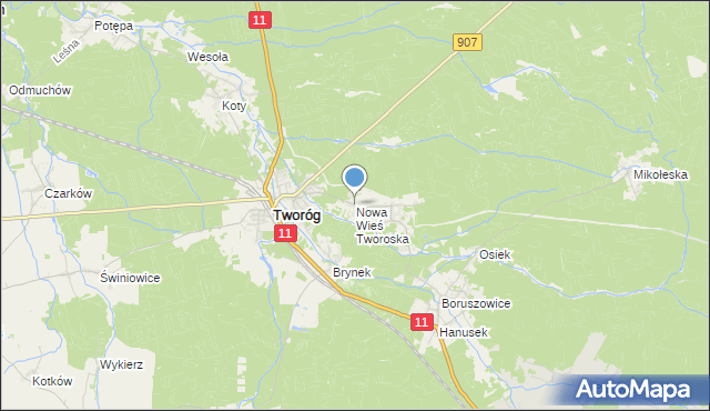 mapa Nowa Wieś Tworoska, Nowa Wieś Tworoska na mapie Targeo